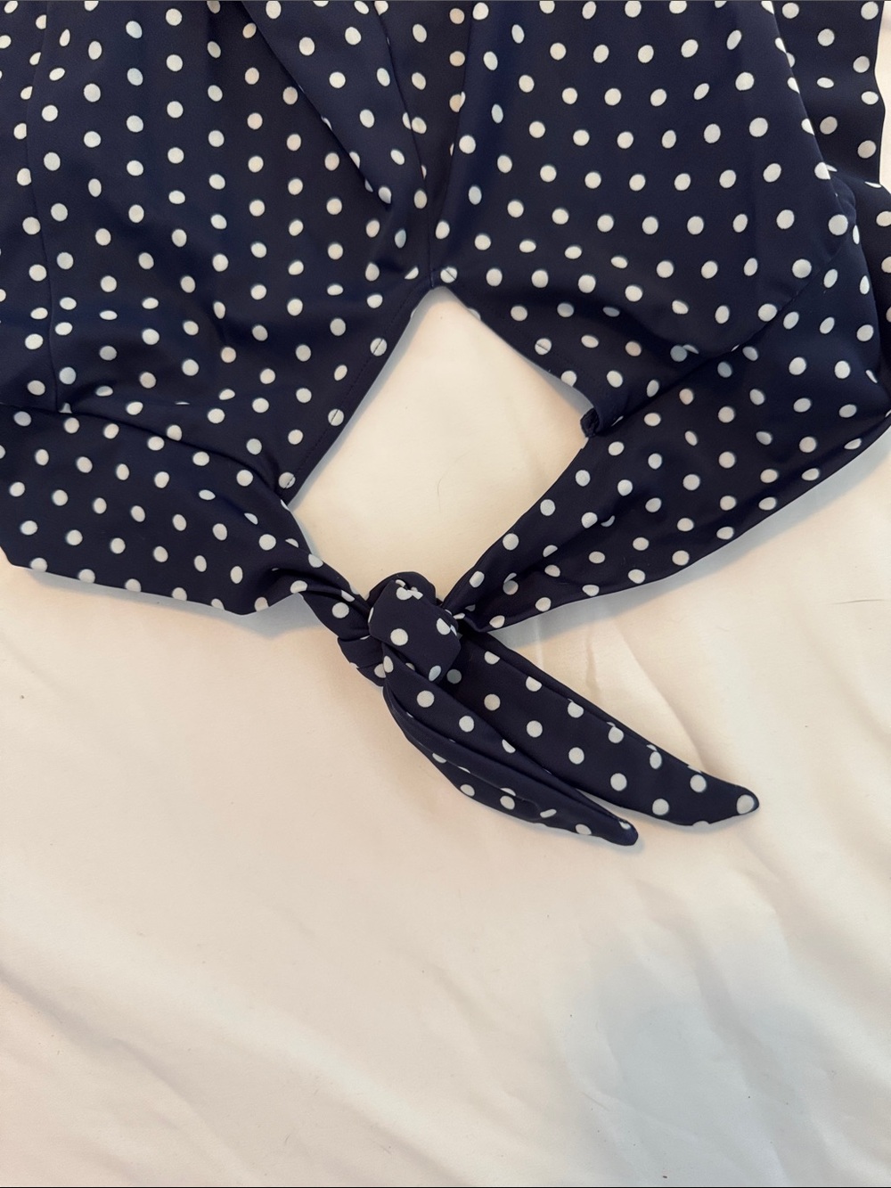 Swimsuits For All Navy Polka Dot Side Tie Cami - Picture 3 of 4